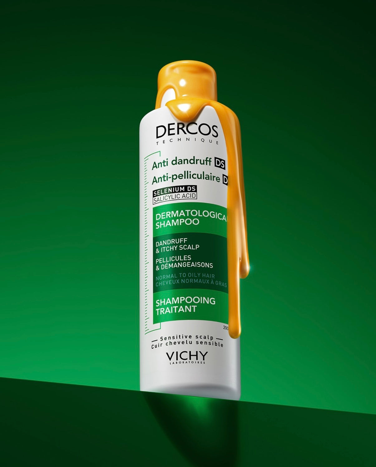 Vichy Dercos Shampoing Traitant Anti-Pelliculaire Cheveux Gras | 200ml = 1 Shampooing miniature Offert